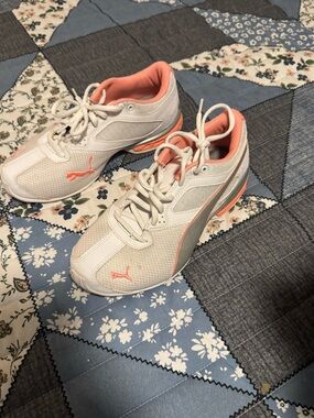 Puma Women’s White and Coral Athletic Sneakers